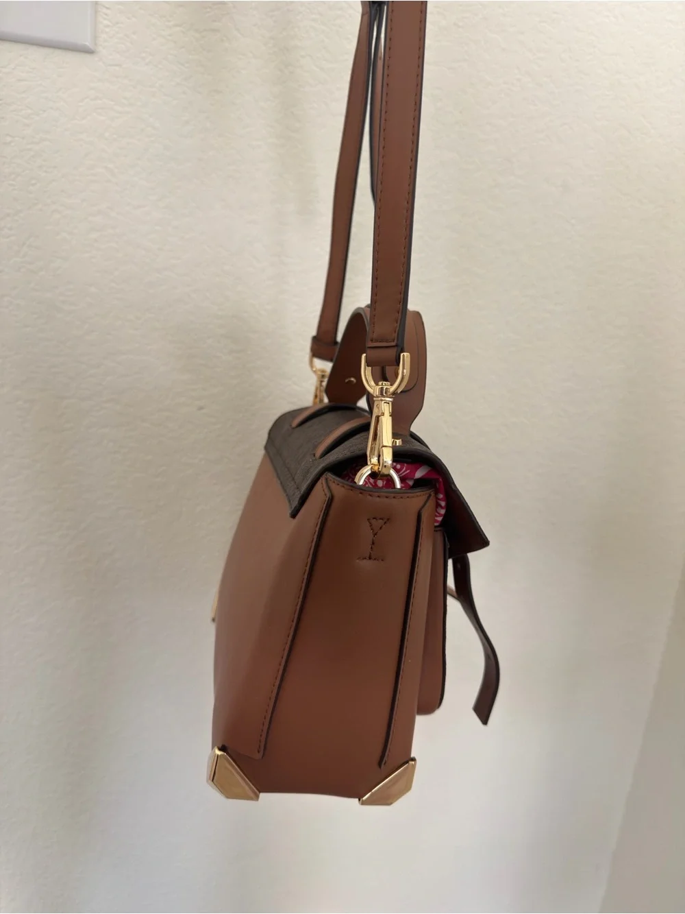 Michael Kors Brown MK Logo Satchel with Gold Hardware